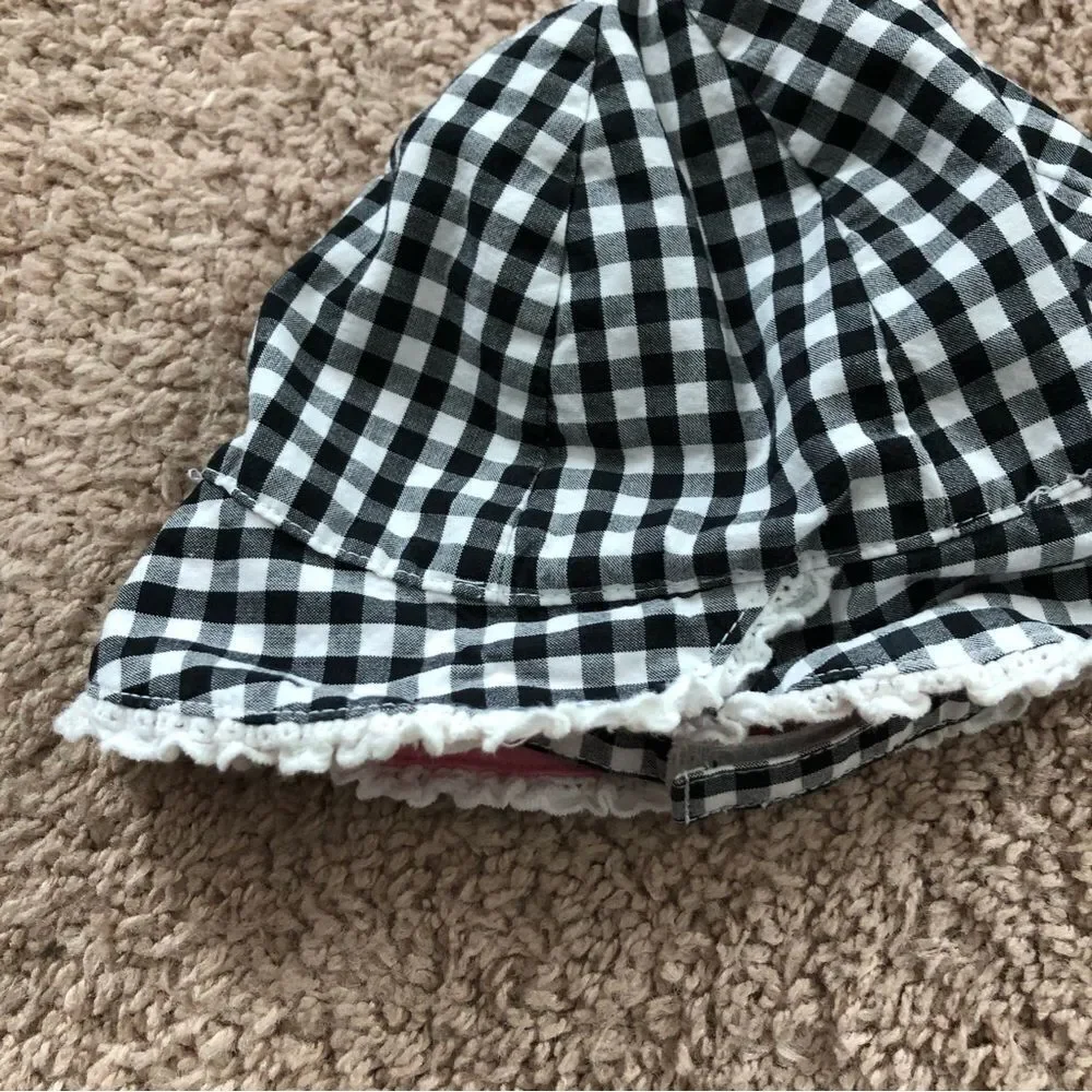 Janie and Jack Gingham Hat‎ Baby Girl 3-6 Mos Milkmaid Black White Cow